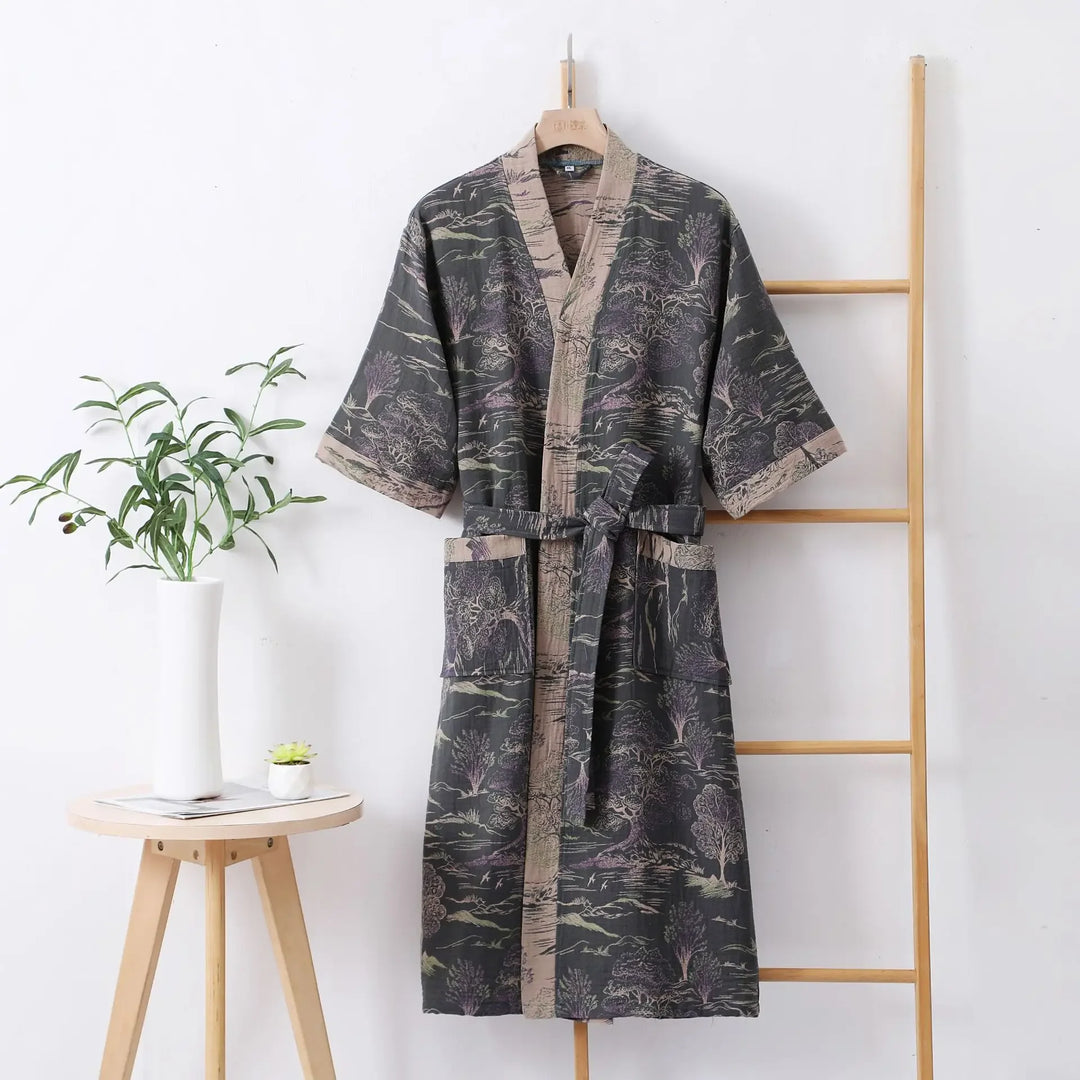 Cotton Printed Women's Bathrobe for Spring and Autumn Pajamas Home Clothing Multi Colors Quick Drying Bathrobes Female