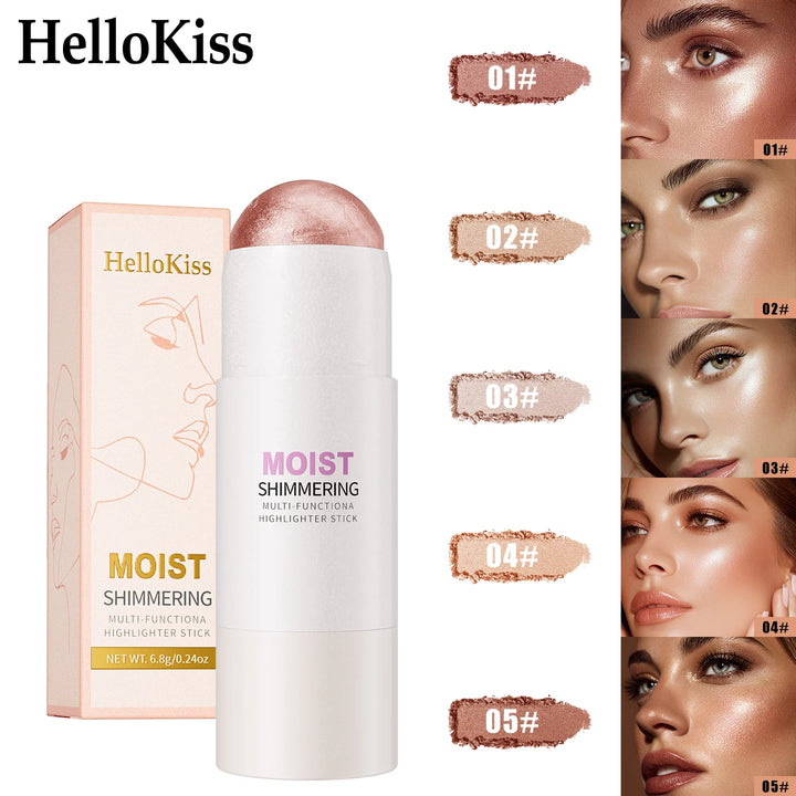 [Natural Glowup] 1pc Glowup Highlighter Stick | Natural Brightening Face Contour & Highlight Makeup, Medium Coverage, Buildable