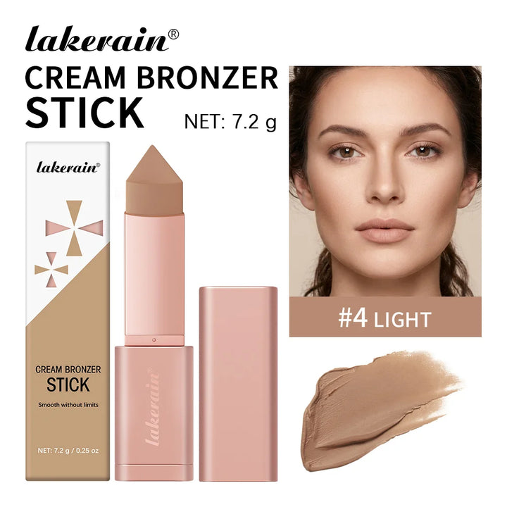 Lakerain Bronzer Cream Stick 3D Makeup Effect Improve Fine Lines Brightening & Grooming 2 IN 1 Bronzer Cream for All Skin Types