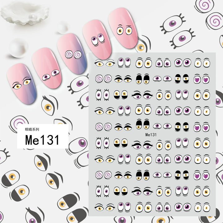 Nail Art Stickers Water Decals Eyes Stripe Nail Art Decorations for Manicure Accessories Press on Nails Foil Stickers and Decals