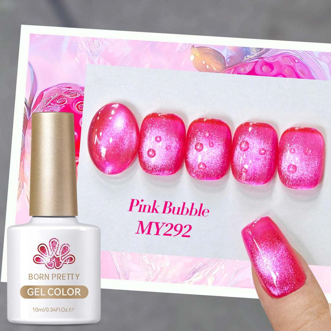 BORN PRETTY 10ml/15ml Guava Green Cat Magnetic Gel Shine  Glitter Semi Permanent Soak Off UV Varnish Nail Supplies