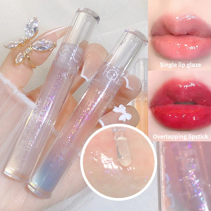 Pearlescent Lip Gloss Mirror Water Light Glass Lip Moisturizing Plump Dilute Lip Lines Soft And Delicate With Glitter Lip Gloss