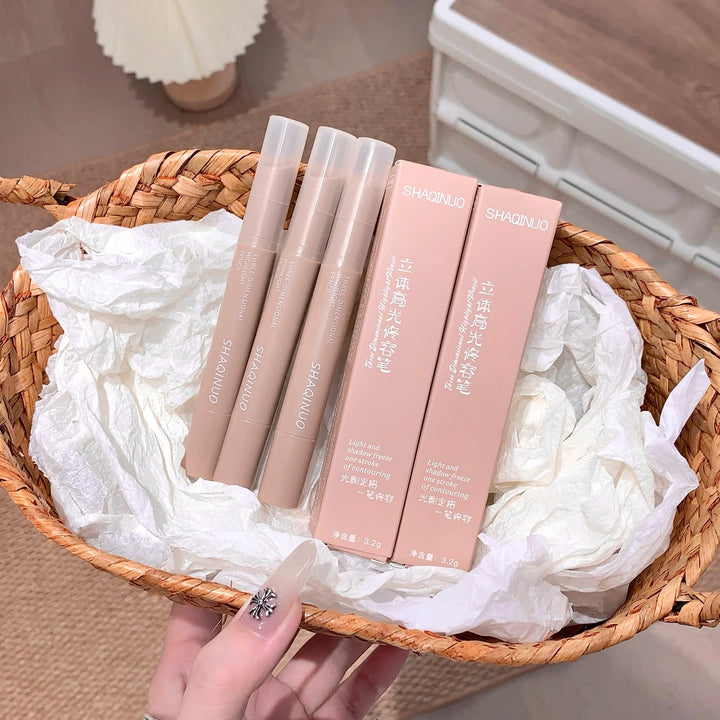 SHAQINUO Matte Nose Shadow Contour Pen Smooth Cream Texture Natural Long-lasting Not Easy to Smudge 3D Facial Contour Stick