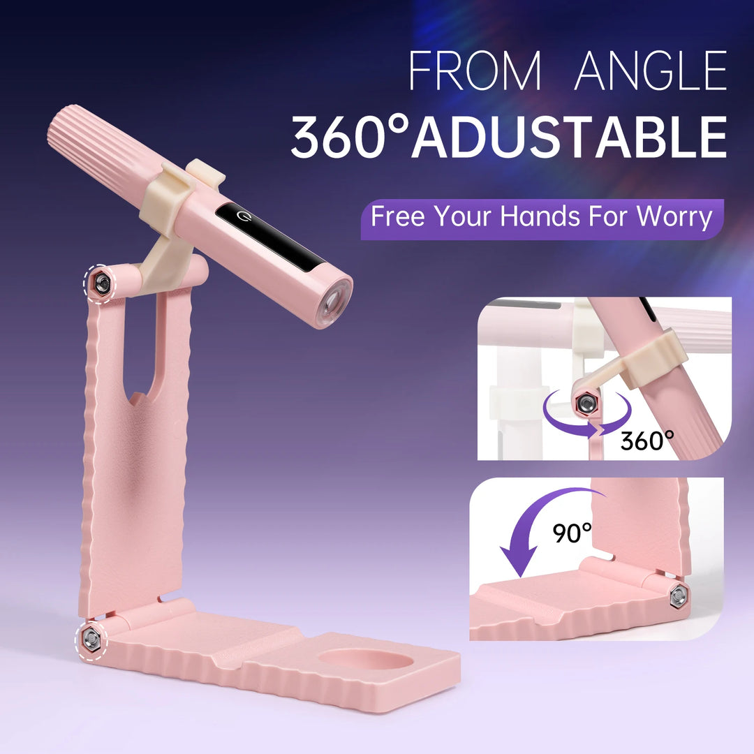 Cordless Nail Lamp with Stand Handheld UV Light with LCD Display for Gel Nails Rechargeable USB Nail Dryer for Fast Curing