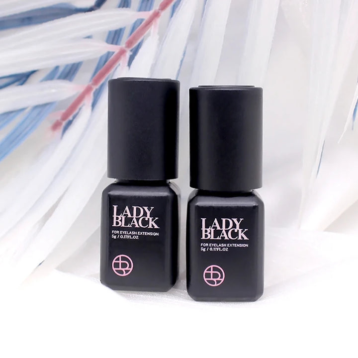 5 Bottles Original Lady Black Glue for Eyelash Extensions with Original Bag Low Irritation 5ml Korea False Lash Glue Makeup Tool