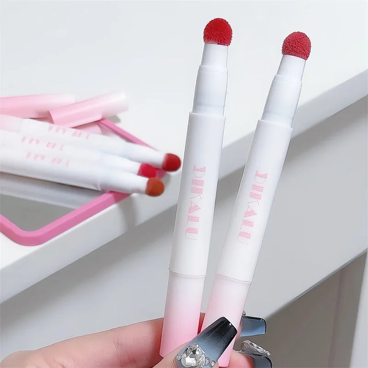 Matte Lip Mud Air Cushion Lips Cream Brick Red Lip Glaze Powder  Lipstick Pen Non-Stick Cup Female Lip Tint Korean Makeup