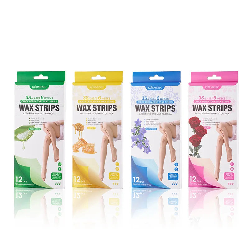 12 tablets/box Professional Hair Removal Wax Strips For Summer Depilation Double Sided Cold Wax Paper For Leg Body Useful