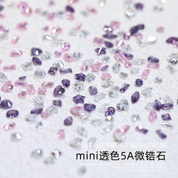50PCS Sparkle Mini 5A Zircon Translucent Glitter Sharp Diamonds Crystal Nail Art Rhinestones Jewel Decorations Manicure Charms