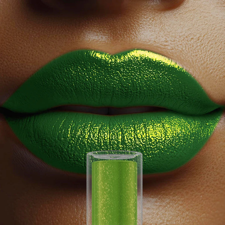 Metallic Green Lip Glaze Waterproof Liquid Lipstick Highly Pigment Lip Tint Makeup Glitter Lip Gloss Gifts Shine Lip Stain