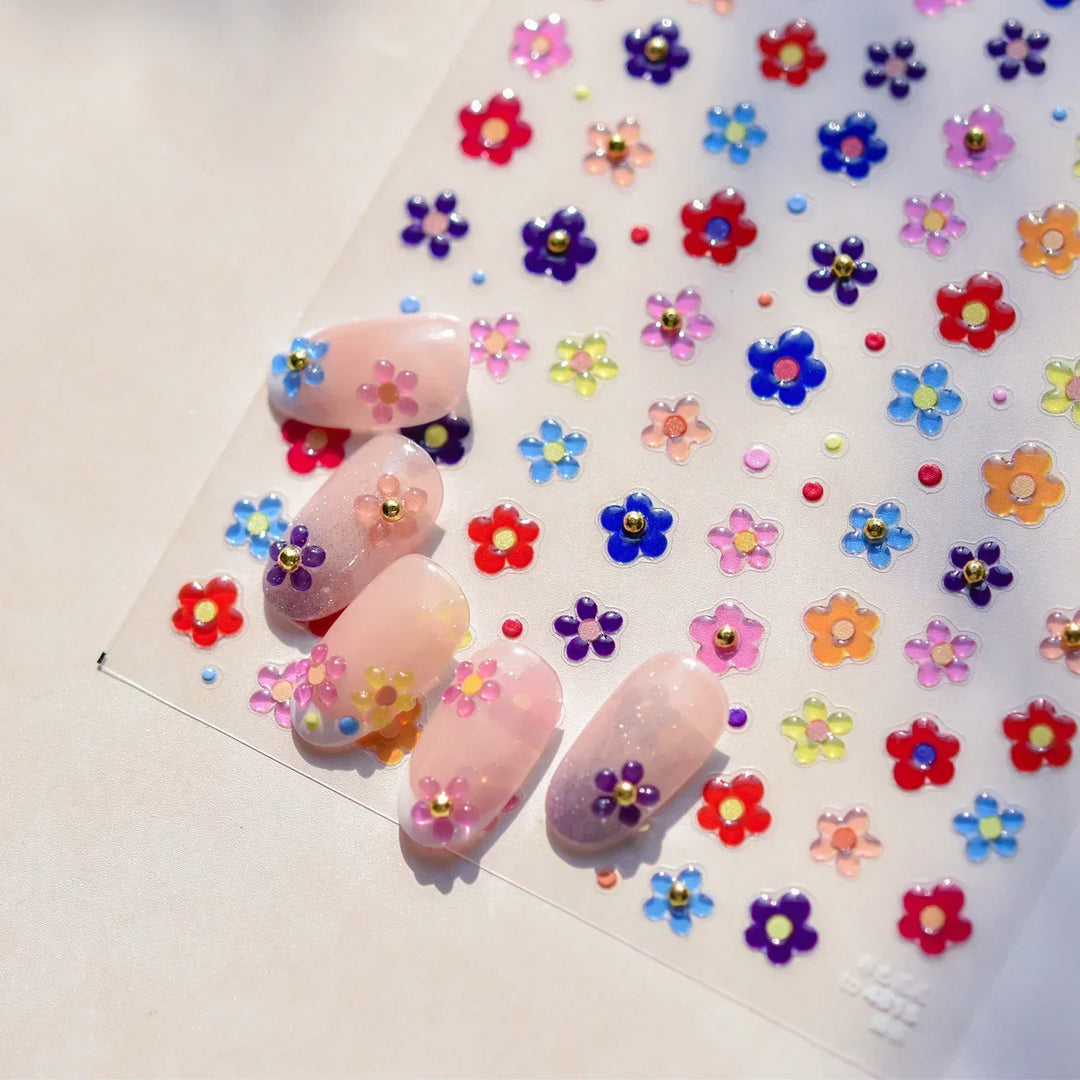 Lace Garden Bowknot Bow Tie Rose Flower Petal Pearl Irregular Border Self Adhesive 5D Nail Art Decoration Sticker Manicure Decal