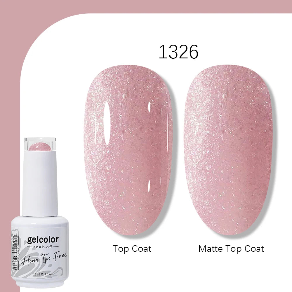 Arte Clavo Solid Color Gel Nail Polish 15ml Soak Off UV LED Gel Semi-Permanent Glitter Polish For Manicure Nail Art Salon Gel