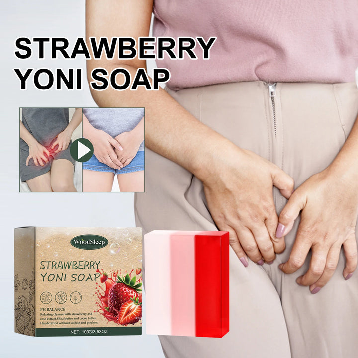 Female Wash Soap Yoni Bar Soap for Women Ph Balance Strawberry Remove Odor Deep Cleaning Moisturizing Private Parts Products