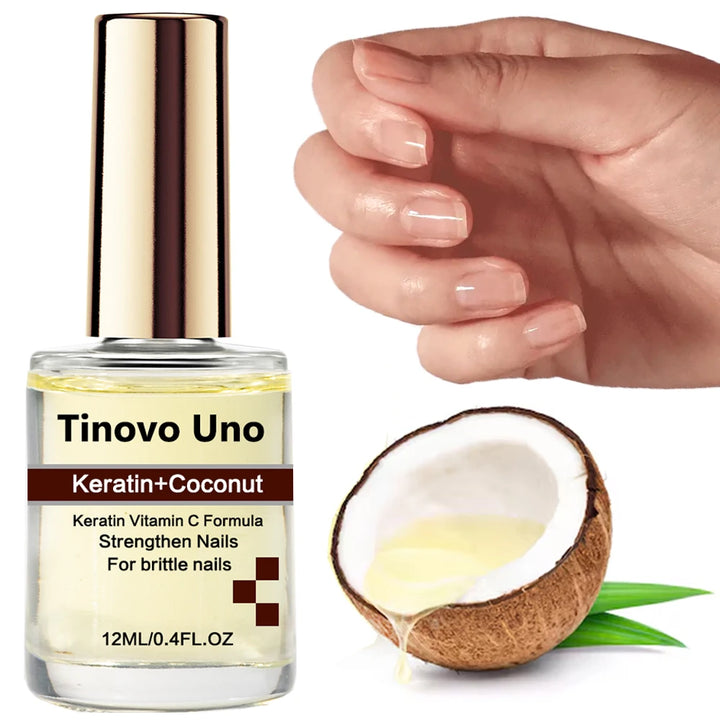Tinovo Uno Keratin Coconut Nail Strengthening Oil Nail Art Treatment Care Nail Growth Cuticle Oil 12ML Vitamin C Enriched Polish