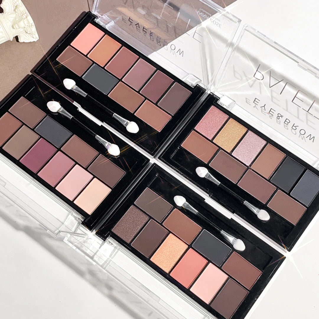 Ten color eyeshadow palette pearlescent matte fine shimmer earth tones beginner daily nude eyeshadow palette makeup