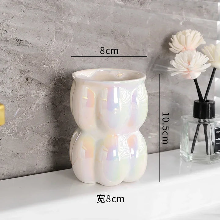 Luxury Bathroom Decor Set Ceramic Mouthwash Cup Lotion Bottle Sub Bottling Shower Gel Shampoo Bottle Bathroom Accessories Set
