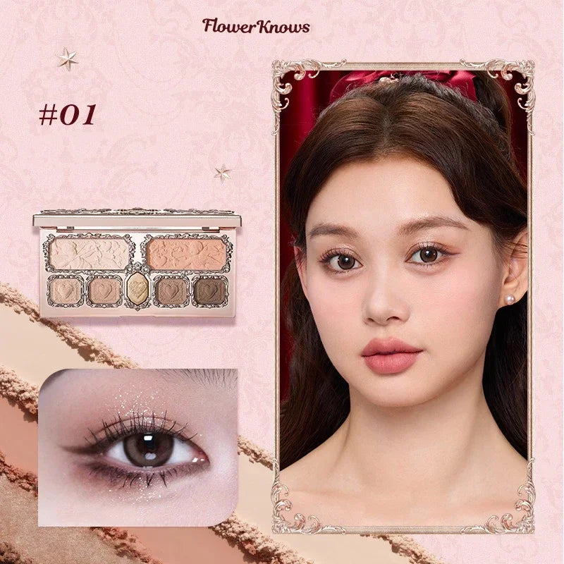 Flower Knows Little Angel Nine Color Eyeshadow Matte Fine Sparkle Pearl Comprehensive Palette
