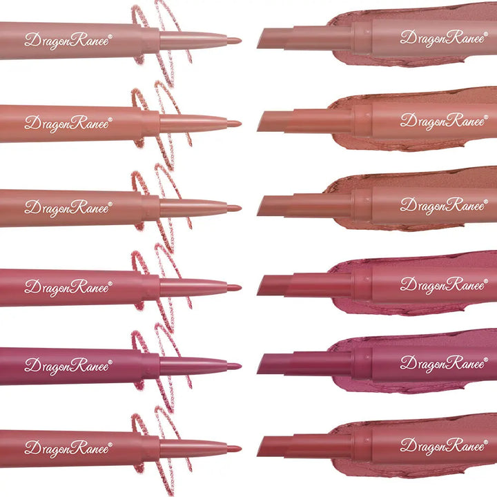 Waterproof Nude Matte Lip Liner Pencil Double Ended Matte Lipstick Lasting Moisturizing Rose Red Lipstick 2 in 1 Lipliner Makeup