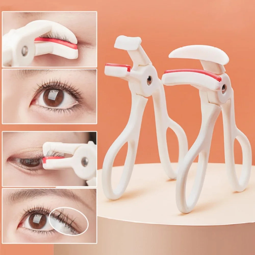 Lasting Portable Stainless Steel Wide-angle Local Eyelash Curler with Silicone Pad Curling False Lash Aid Clip Eye Beauty Tools