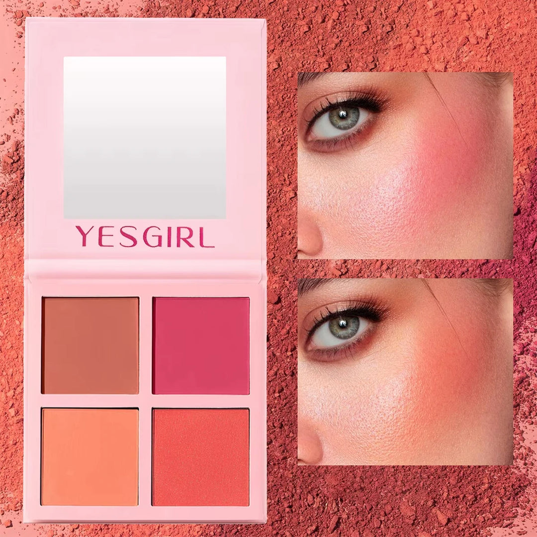 Four Color Matte Powder Blusher Low Saturation Soft Fog Powder Red Blusher Brightens Christmas gift
