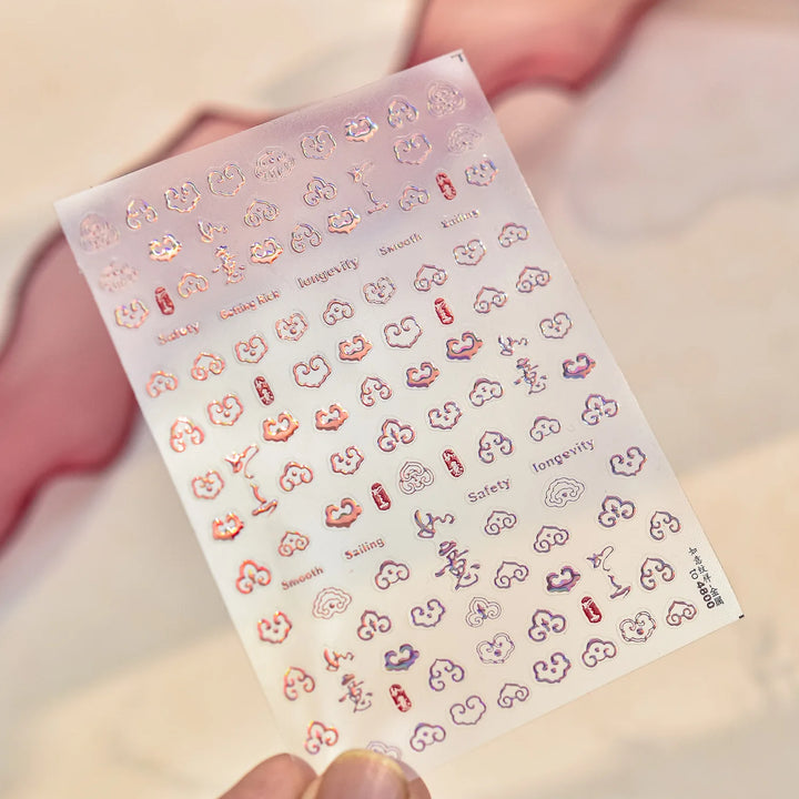 1 piece 5D color crystal star nail stickers high quality love shiny silver hollow smear rainbow flower jelly design nail sticker