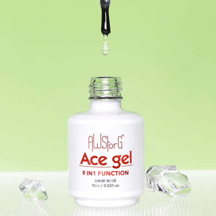 AWStorG 15ML Ace Gel 9-in-1 Nail Glue Gel Nail Polish Thickness Transparent Semi Permanent  Function UV Gel Soak Off Nail Art