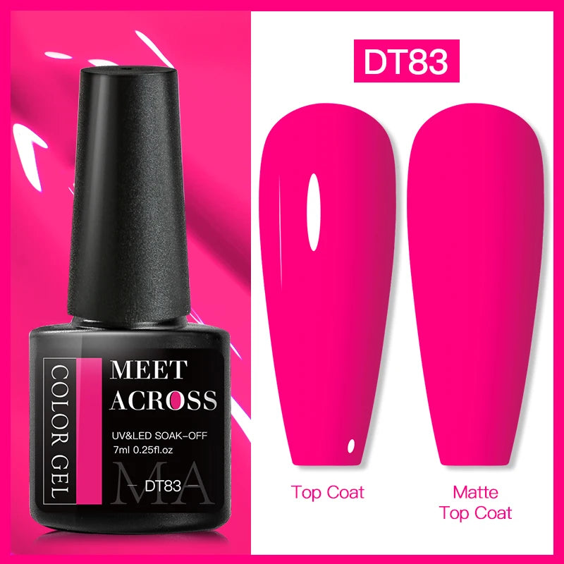 MEET ACROSS 7ml Fluorescent Gel Nail Polish Vernis Summer Neon Semi Permanent UV Gel Varnish Nail Art Manicure For Nails