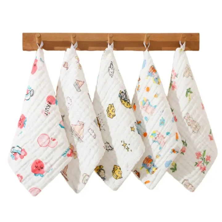 5 Pieces/set of Saliva Wipes Baby Cotton Gauze Super Soft 6-layer Face Towels Handkerchiefs Baby Wet Wipes Baby Towels Baby Care