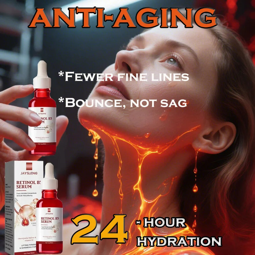 Jaysuing Anti-Aging Retinol B3 Facial Serum Reduce Wrinkle Remove Wrinkle Fine Lines Around Eyes Neck Wrinkle Skin Care Produce