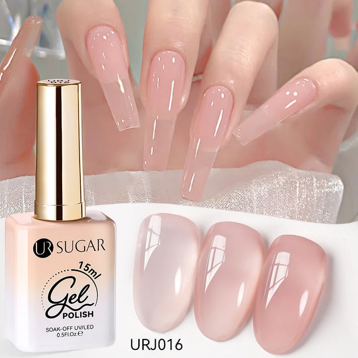 UR SUGAR 15ml Jelly Milky White Translucent Color Gel Polish Semi Permanent UV Gel Nail Art Soak Off Gel Varnish Latest Fashion