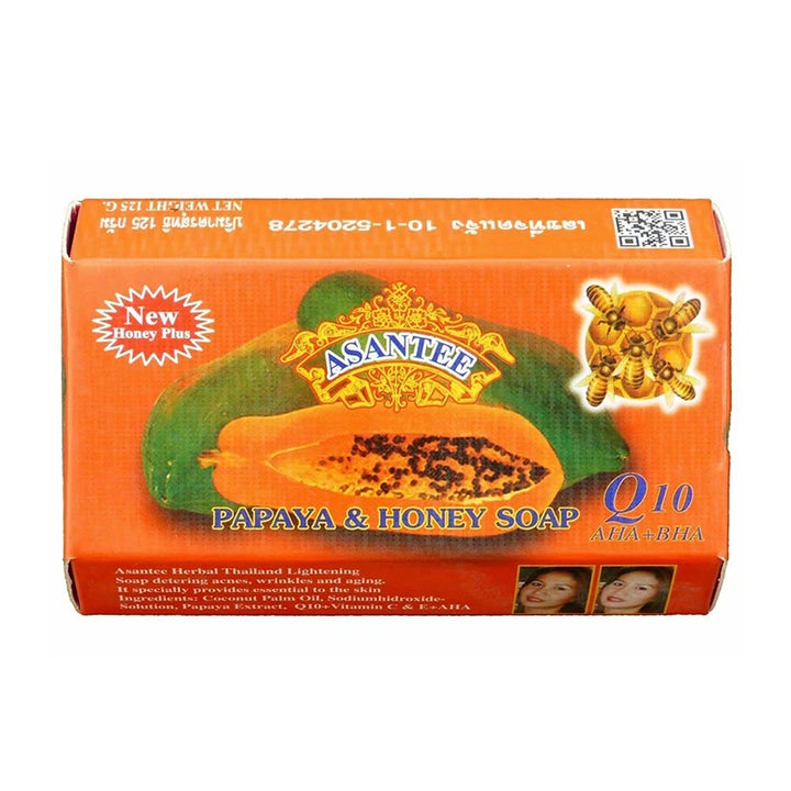 Thailand ASANTEE Papaya Honey Herb Soap Whitening Handmade Soap Lightening Skin Moisturizing Cleansing Anti-aging (1 piece)