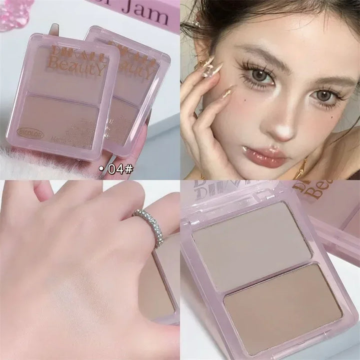 Two-tone Highlight Shading Powder Contour Palette Natural Matte Brighten Skin Blusher Bronzers Shaping Face Nose Shadow Makeup