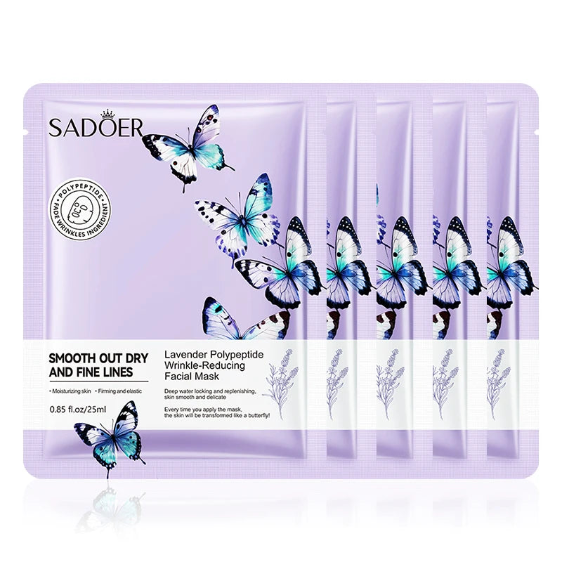 SADOER Lavender Face Mask Anti Wrinkles Hydrating Anti-Aging Moisturizing Facial Masks Sheet Mask for Face Skin Care Products