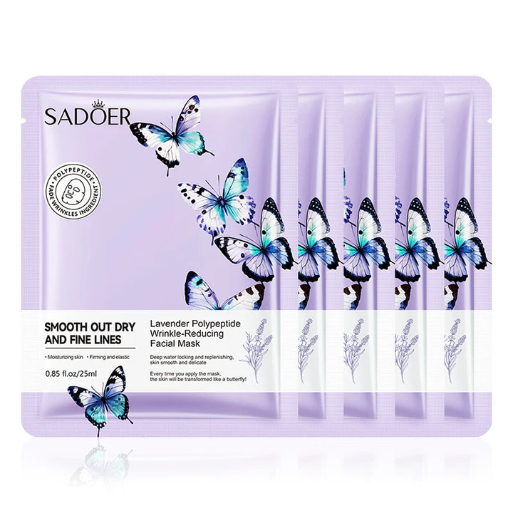 SADOER Lavender Face Mask Anti Wrinkles Hydrating Anti-Aging Moisturizing Facial Masks Sheet Mask for Face Skin Care Products