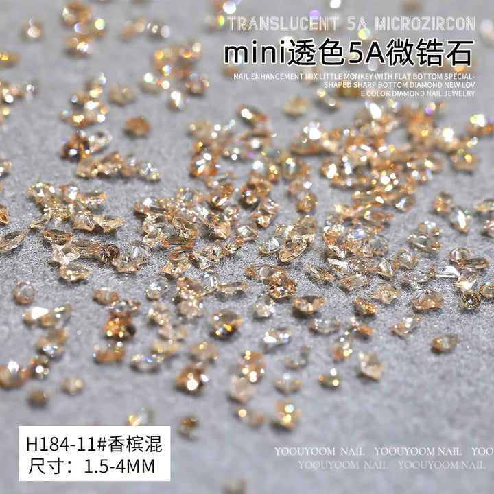 50PCS Sparkle Mini 5A Zircon Translucent Glitter Sharp Diamonds Crystal Nail Art Rhinestones Jewel Decorations Manicure Charms