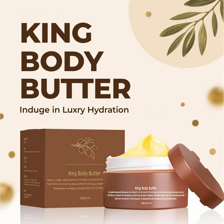 King Body Butter 120g with Shea Butter & Jojoba Oil - 24H Intensive Moisturizing Cream for All Skin Types, Deep Nourishment