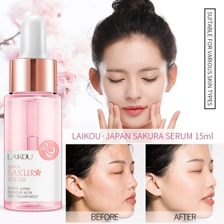 LAIKOU Sakura  Face Essence  Anti Wrinkle  Serum Shrink Pores Anti-Aging Moisturizing Dry Skin Care 17ml or 30ml