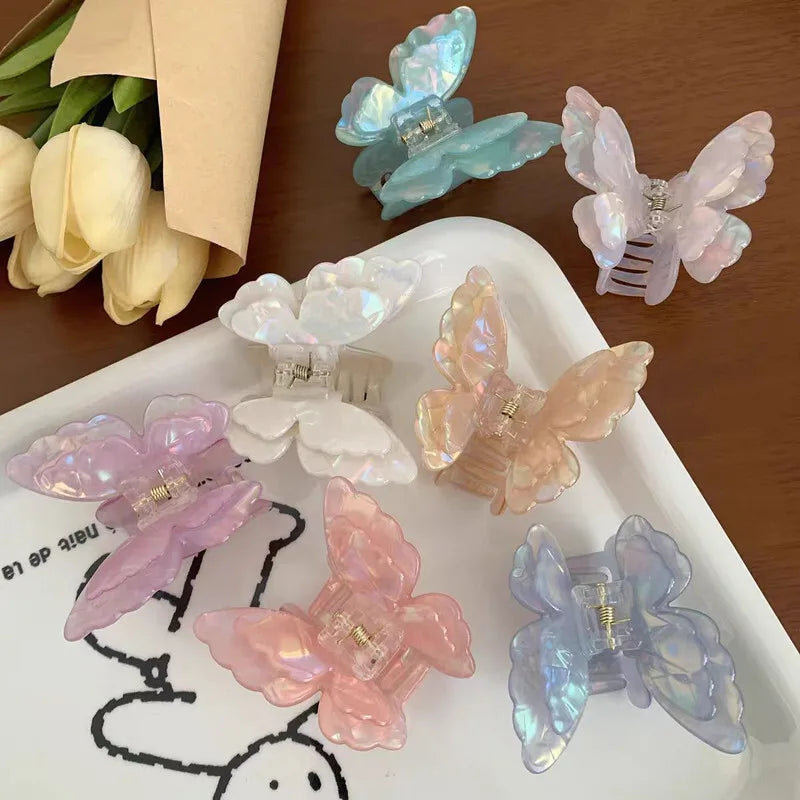 New Fairy Acetate Butterfly Claw Clip Female Elegant Colorful Bow Crab Shark Hair Clips Hairpins For Women Girl Hair Accessories