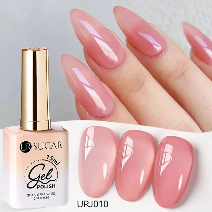 UR SUGAR 15ml Jelly Milky White Translucent Color Gel Polish Semi Permanent UV Gel Nail Art Soak Off Gel Varnish Latest Fashion