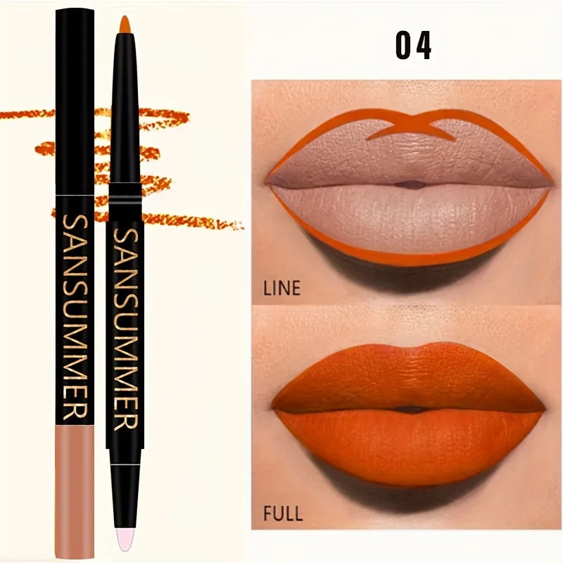 6-color Lipliner With Lip Brush Waterproof, Sweat Resistant, Velvet And Multi-color Lip Pencil Cosmetics