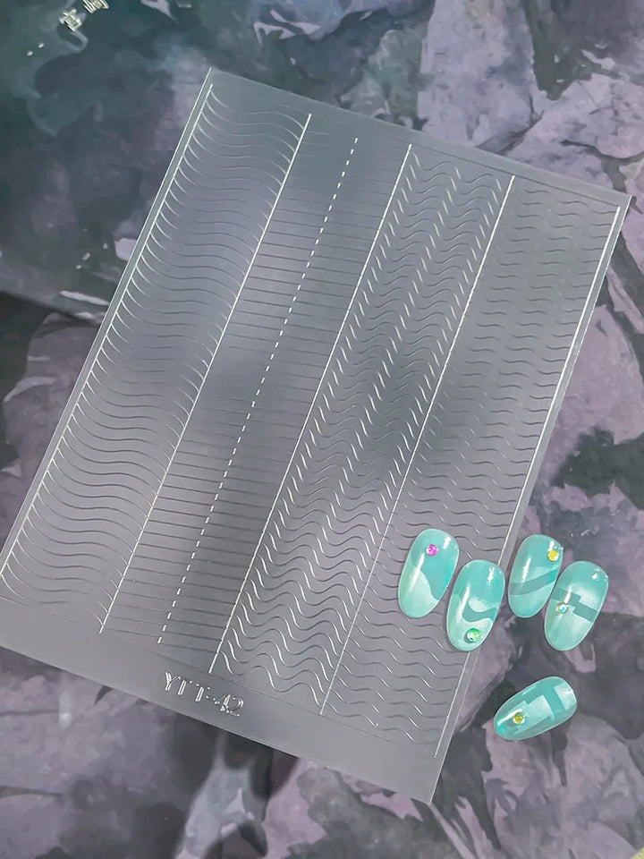 3D Checkered Transparent Spray-painted Nail Art Accessories Sticker French Line Heart-shaped Butterfly Nail Decorations Stickers