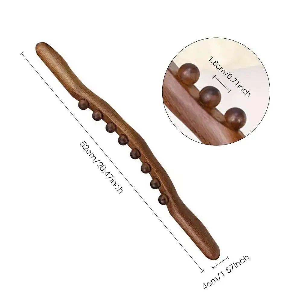 Wooden Gua Sha Roller Stick - 8/10 Beads Massage Tool for Meridian Relaxation, Muscle Knot Relief & Abdominal Massage