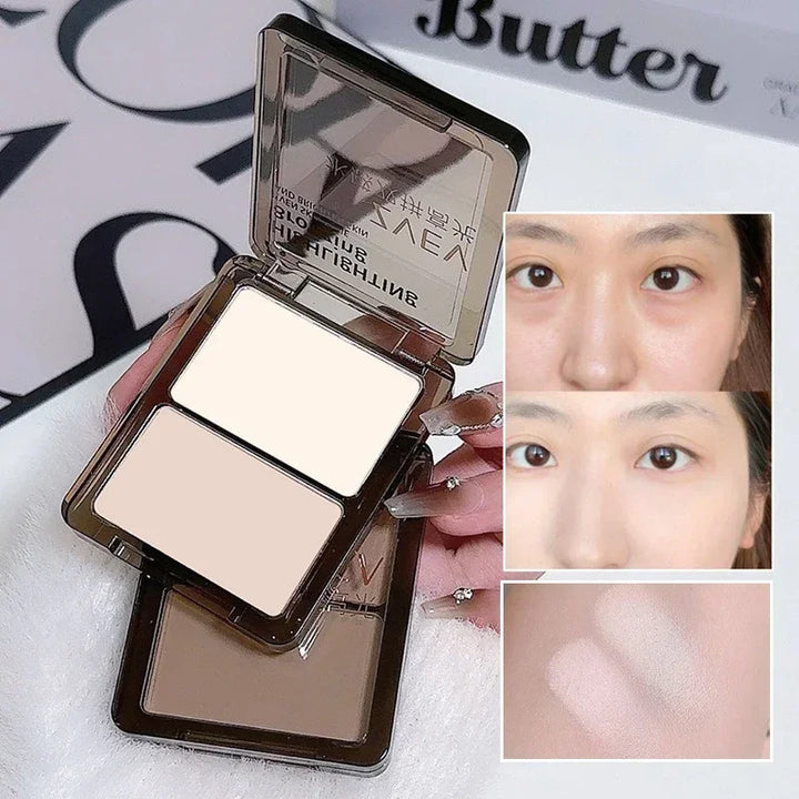 3D Bronzer Highlighter for Face Powder Texture Two-toned Contour Iluminador Natural Brighten Matte Nose Shadow Makeup Cosmetics