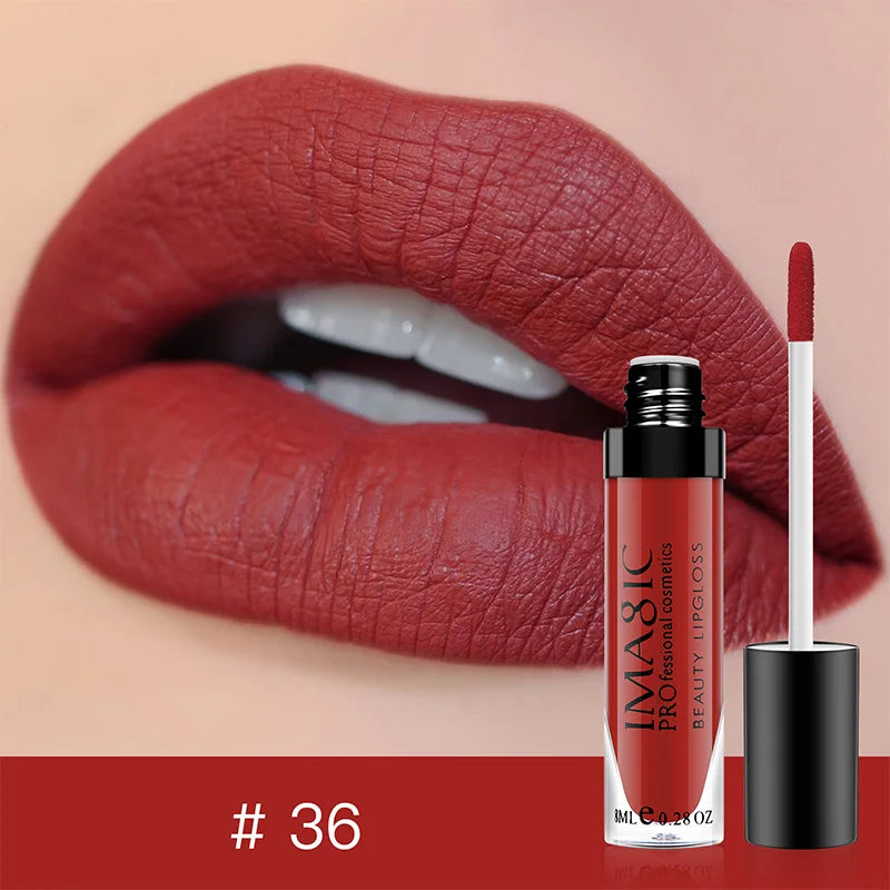 IMAGIC Lip Gloss Makeup Long Lasting Waterproof Lipstick Velvet Non-stick Cup 28 Colors Lip Tint Matte Sexy Red Liquid Lip Stick