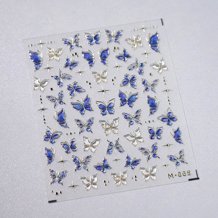 5D Butterfly Nail Stickers Sparkling Jelly Butterfly Nail Art Sticker Decorations Decals DIY Self Adhesive Slider Manicure Parts