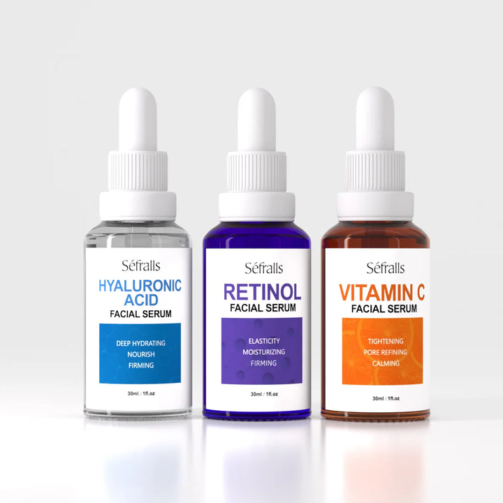 Séfralls Hyaluronic Acid VC  Essence Set 30ml*3pcs With Vitamin-C Vitamin-A and Hyaluronic Acid Serum For Glistening, Firming Hy