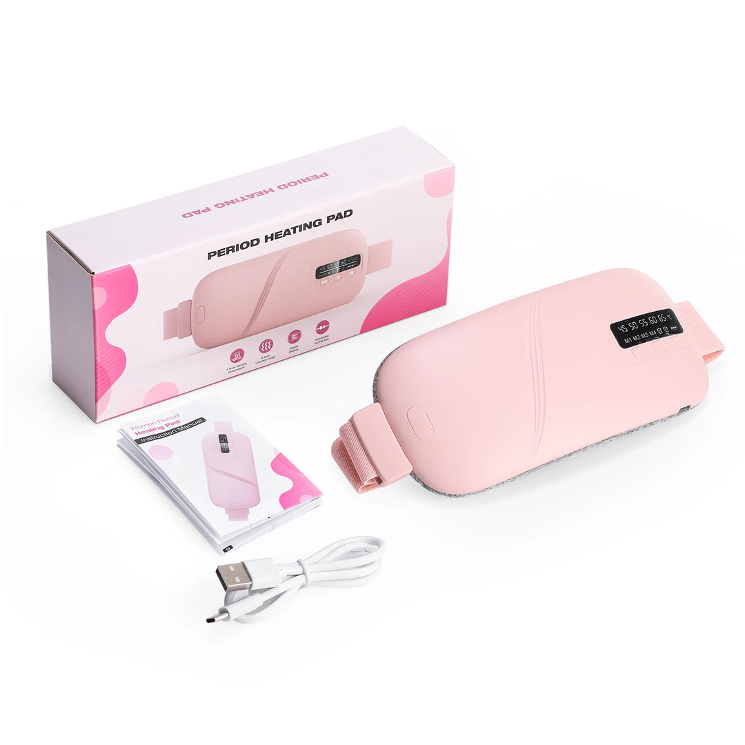 Menstrual Heating Pad Electric Cordless Abdominal Warmer Belt Vibration Massage Portable Period Care For Women Home Office