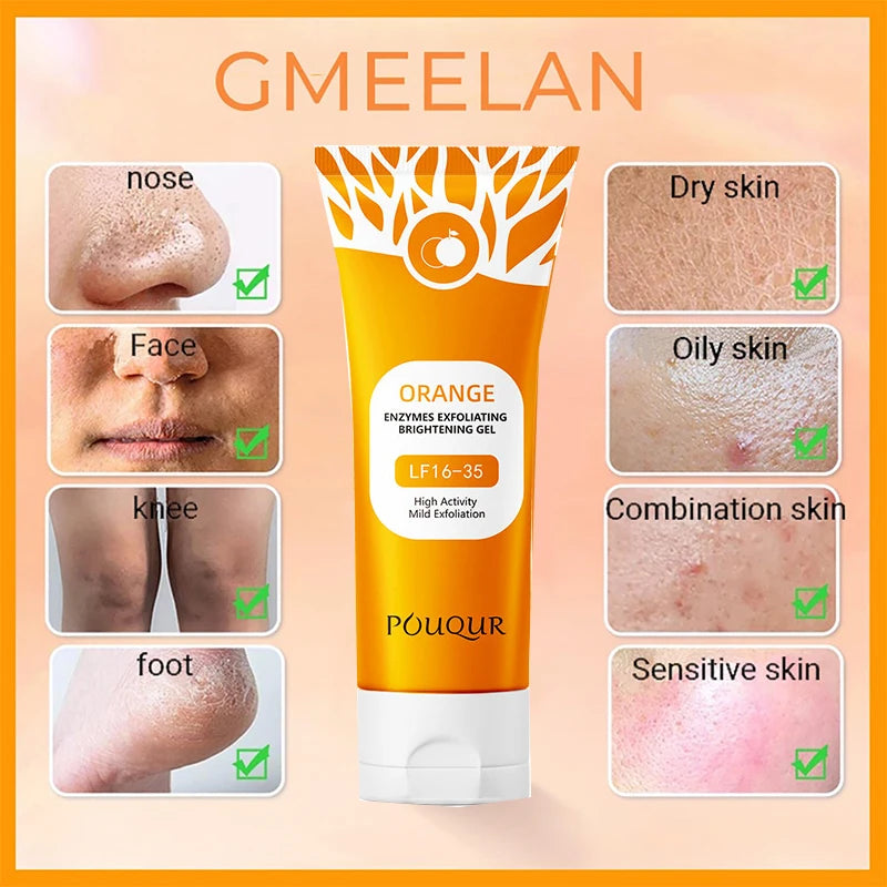 Orange Exfoliating Gel Cream Moisturizer Face Body Scrub Gel Deep Cleansing Moisturizing Facial Exfoliator Peeling Face Scrub