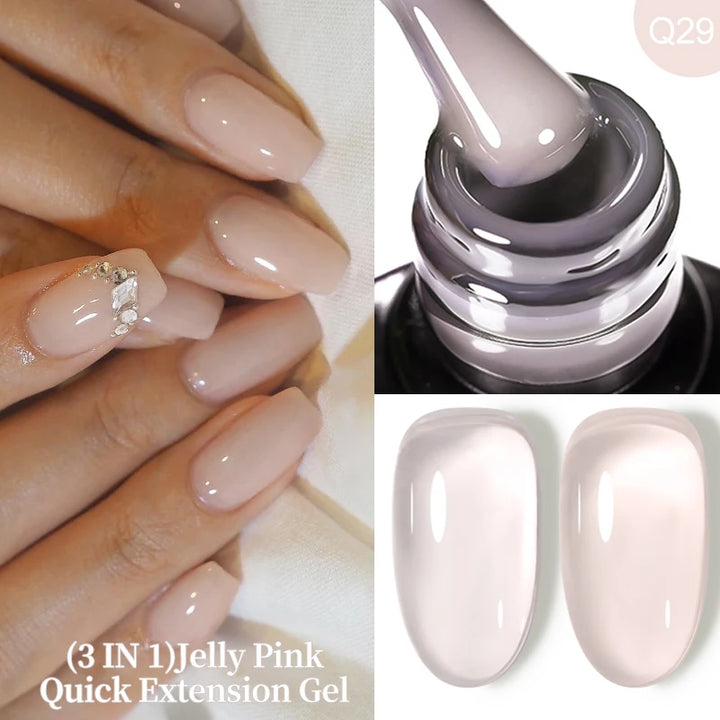LILYCUTE 15ML Quick Extension Gel Nail Polish Nude Milk White Color Finger Prolong Acrylic Crystal Construction Hard Gel Varnish