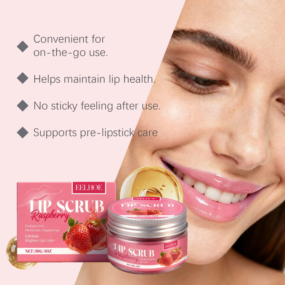 Lip Scrub Exfoliator 30g Moisturizing & Repairing, Natural Plumping Gloss Contains Strawberry Extract Winter Skincare Gift Set