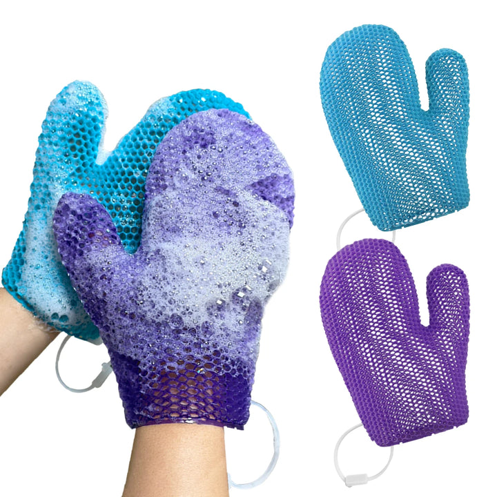 Set of 2 TPU Honeycomb Shower Gloves Skin-friendly, odourless, foamy and tear-resistant The first choice for family bathrooms.